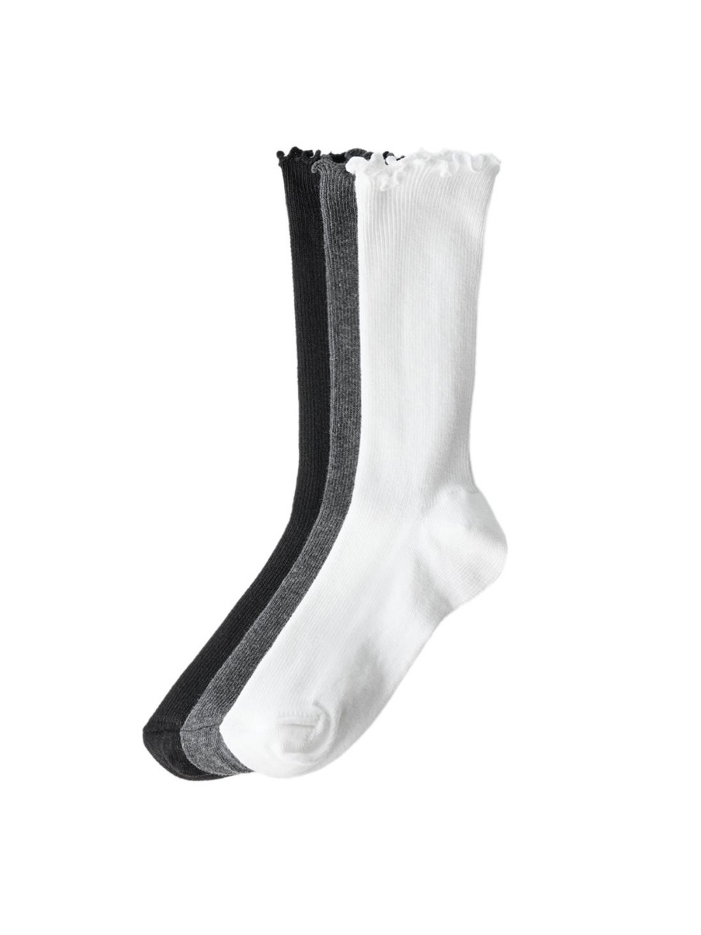 Zara 3-Pack Crew Socks in White, Gray & Black